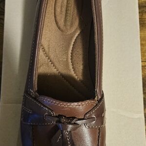 Clarks Women's Dark Brown Leather Slip-On Loafer